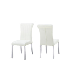 2p Side Chair Channel Tufted Back Seat Contemporary White And Silver Finish Dining Furniture