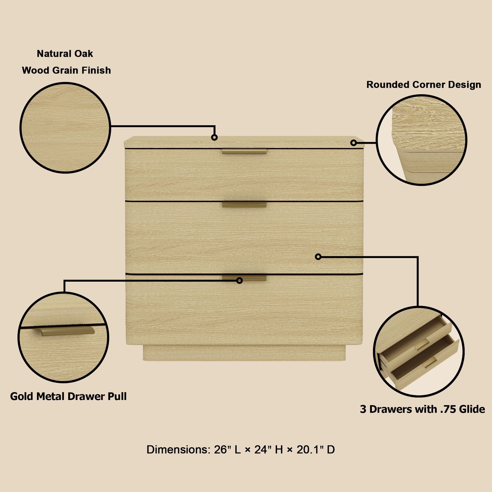 Nightstand in Natural Oak