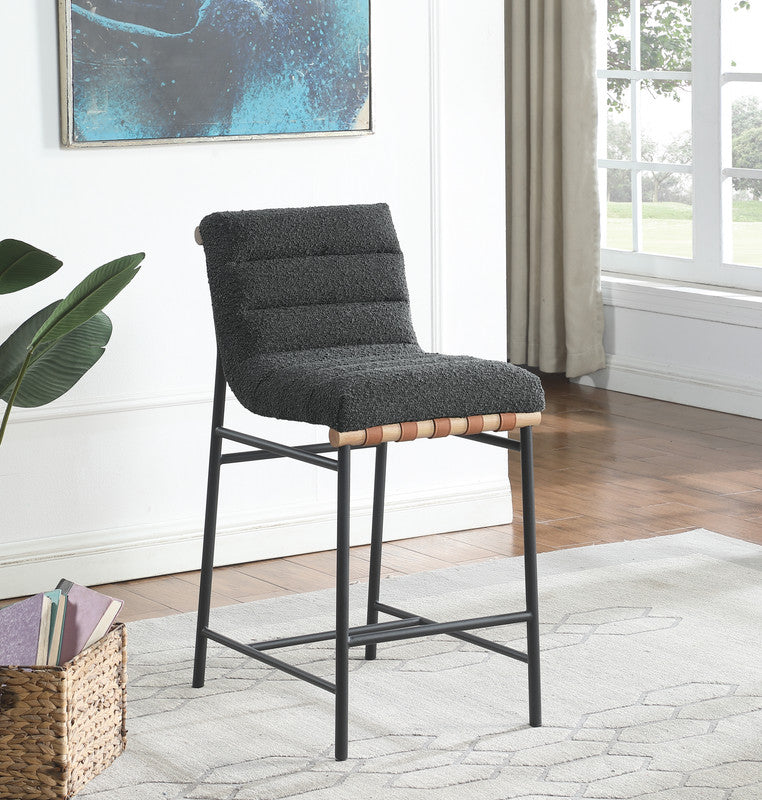 Liana 17.75"W Dark Gray Boucle Fabric Counter Height Chair