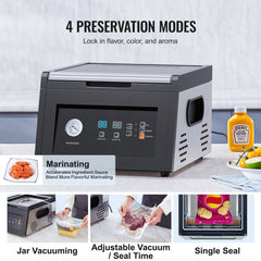 Chamber Vacuum Sealer, 380W Vacuum Pump Power, Sealing Bag Packing Machine for Wet Foods, Meat, Compact Design with 11.5 in Sealing Length, Ideal Commercial Sealer for Professional and Home Use