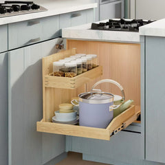 Under Sink Organizers and Storage 19½" W x 21" D, 2 Tier Pull Out Cabinet Organizer with Hard Close, Adjustable Pull Out Cabinet organizer with U Bracket for Bathroom Kitchen(Left)