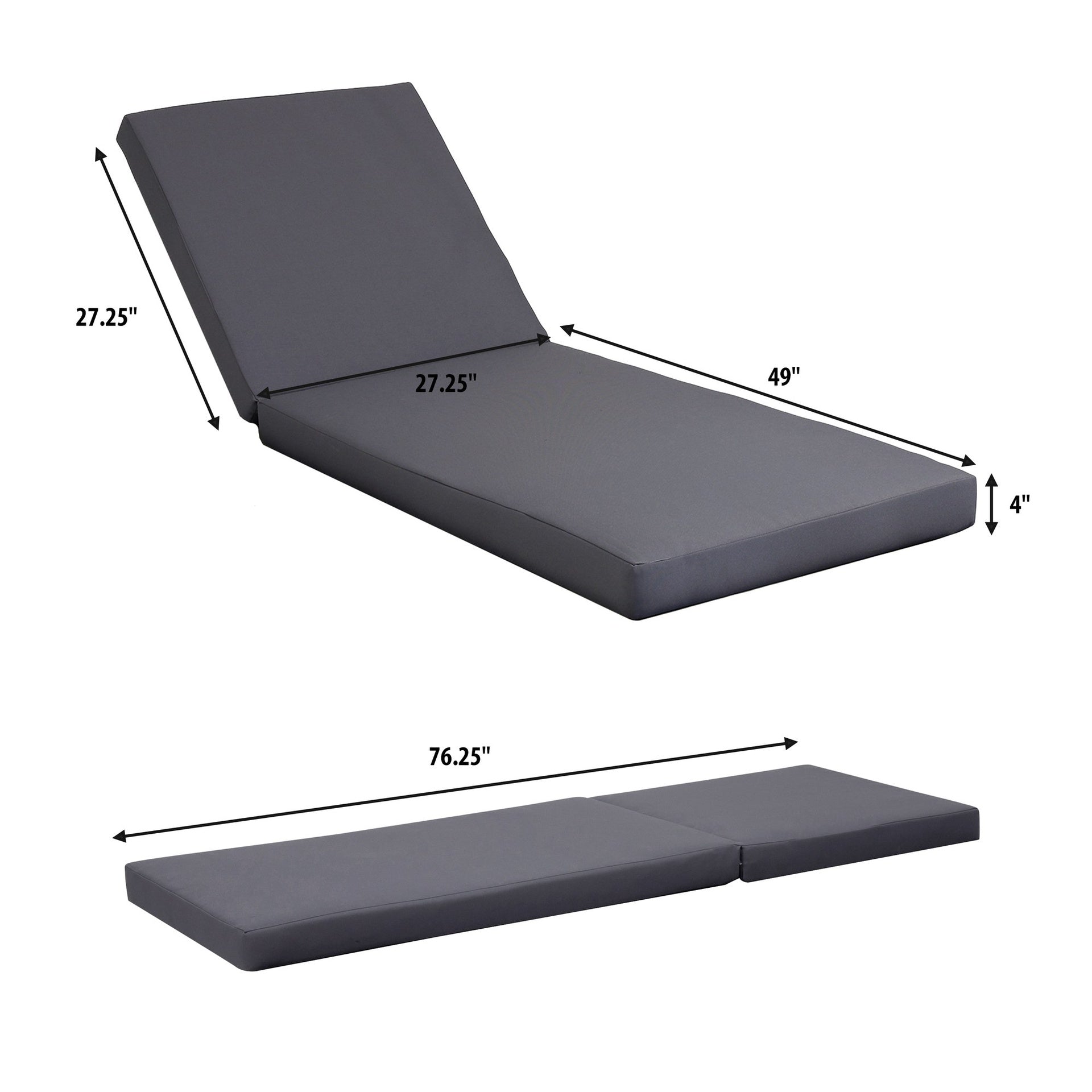 LOUNGE CHAISE SET, ACACIA WOOD WITH WATER-RESISTANT LOUNGE CUSHIONS (Dark Grey/ & 4 INCH THICK) - MATCHING CREAM VERSION AVAILABLE