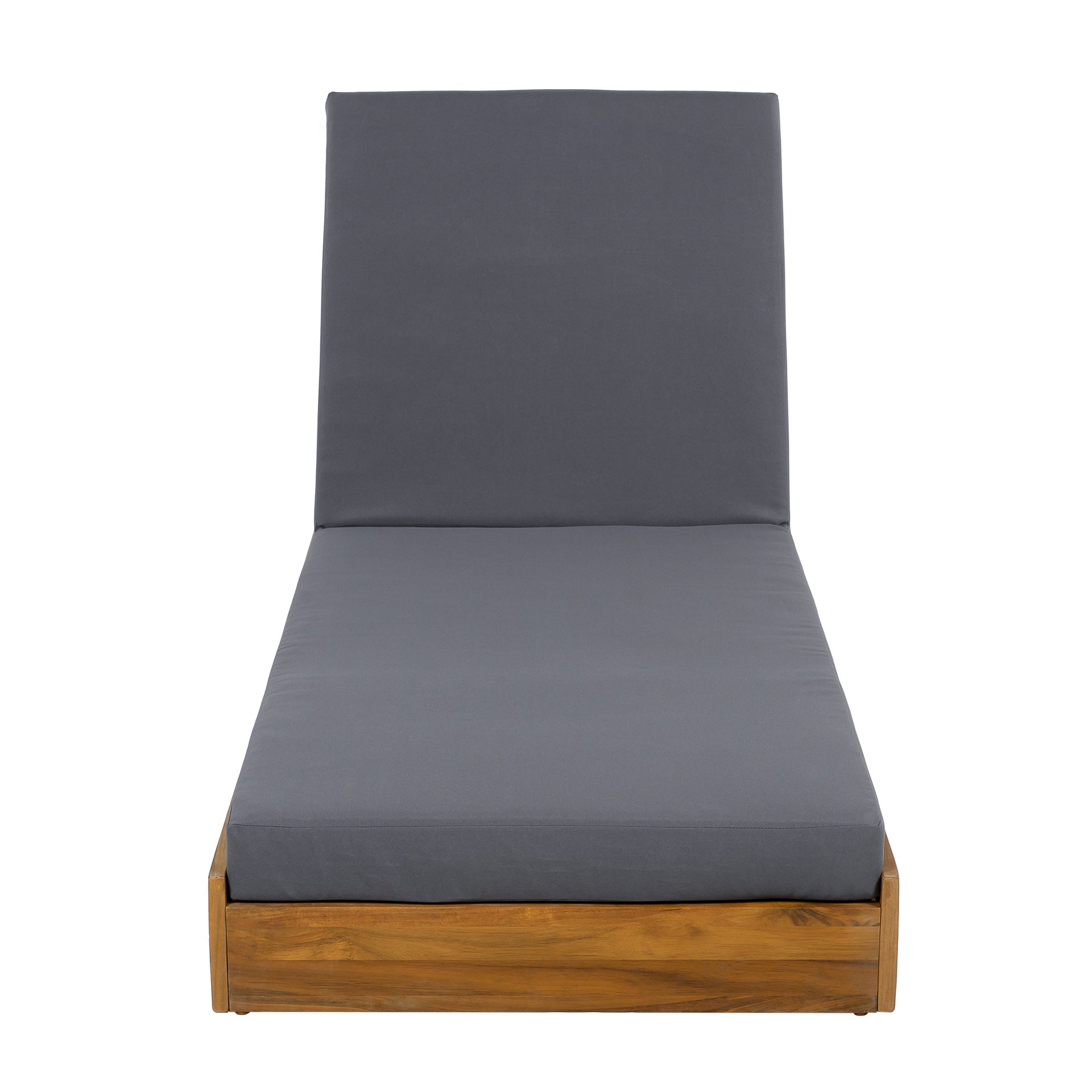 LOUNGE CHAISE SET, ACACIA WOOD WITH WATER-RESISTANT LOUNGE CUSHIONS (Dark Grey/ & 4 INCH THICK) - MATCHING CREAM VERSION AVAILABLE