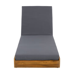 LOUNGE CHAISE SET, ACACIA WOOD WITH WATER-RESISTANT LOUNGE CUSHIONS (Dark Grey/ & 4 INCH THICK) - MATCHING CREAM VERSION AVAILABLE