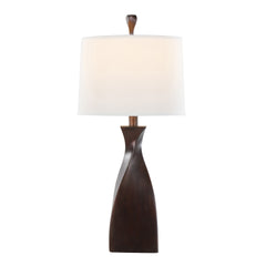 Curvo 30" Contemporary Polyresin Table Lamp in Copper Bronze Polyresin with Natural Linen Shade from Grandview Gallery by LumiSource - Set of 2
