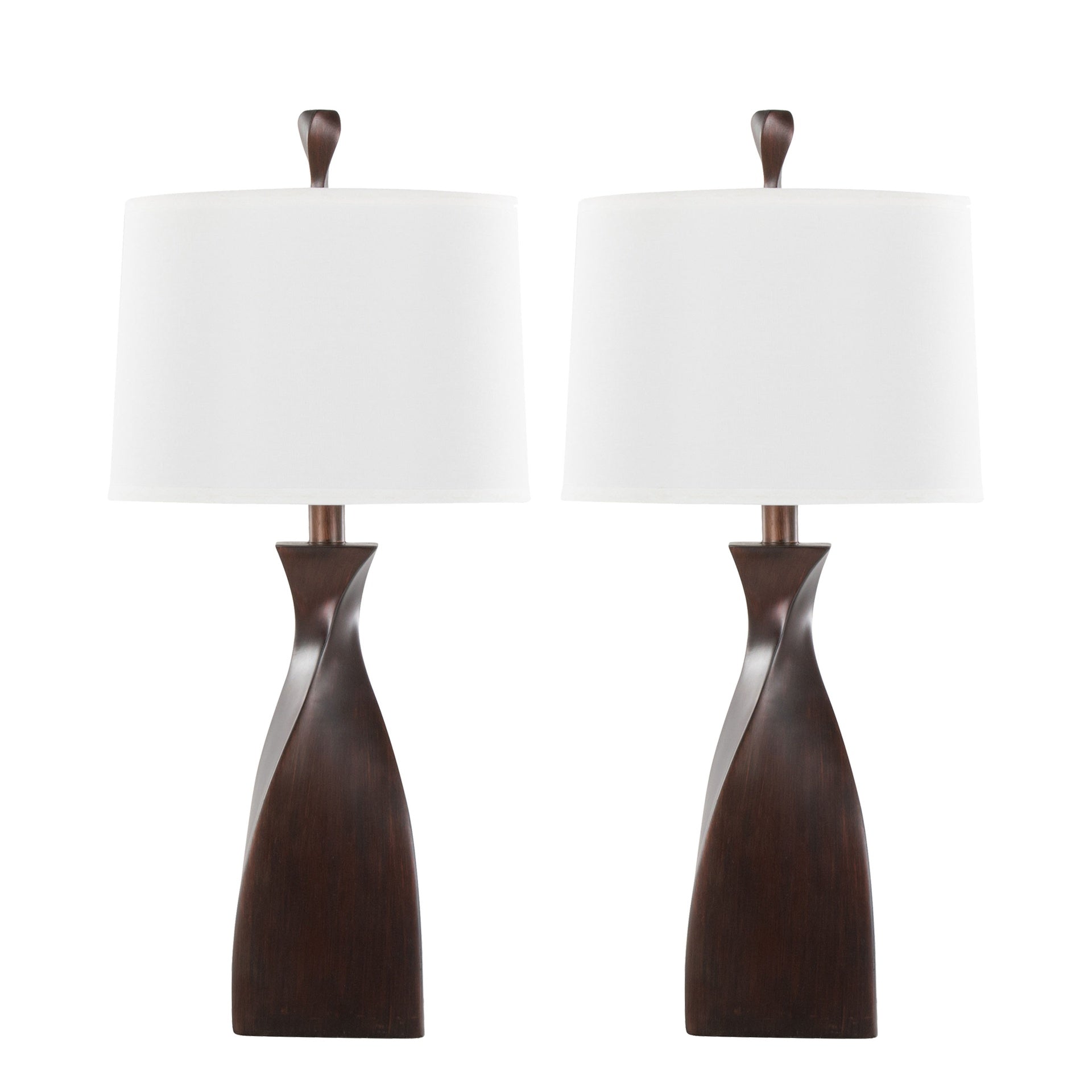 Curvo 30" Contemporary Polyresin Table Lamp in Copper Bronze Polyresin with Natural Linen Shade from Grandview Gallery by LumiSource - Set of 2