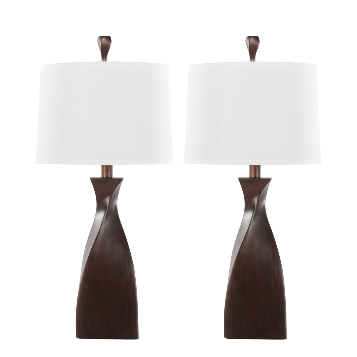 Curvo 30" Contemporary Polyresin Table Lamp in Copper Bronze Polyresin with Natural Linen Shade from Grandview Gallery by LumiSource - Set of 2