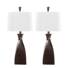 Curvo 30" Contemporary Polyresin Table Lamp in Copper Bronze Polyresin with Natural Linen Shade from Grandview Gallery by LumiSource - Set of 2