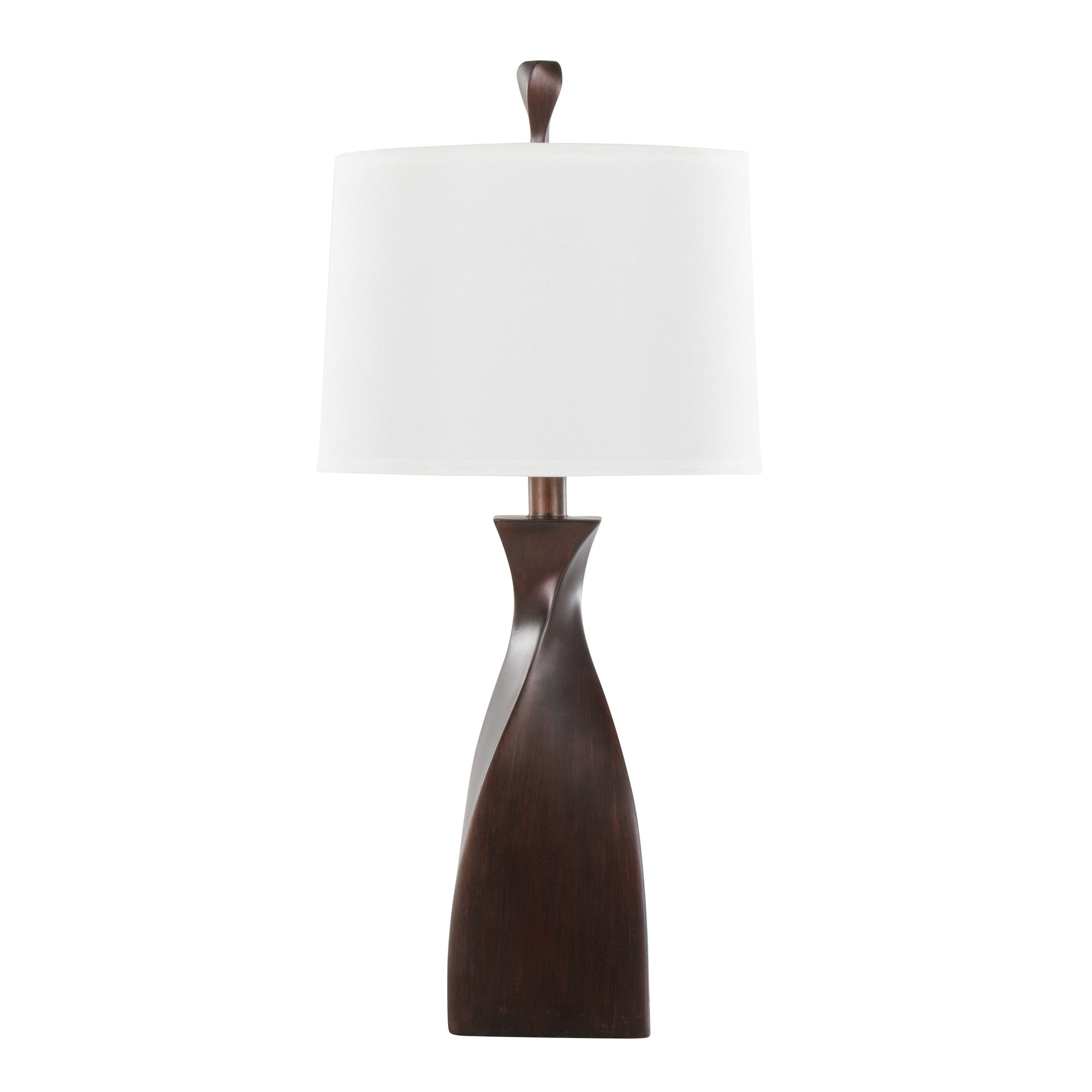 Curvo 30" Contemporary Polyresin Table Lamp in Copper Bronze Polyresin with Natural Linen Shade from Grandview Gallery by LumiSource - Set of 2