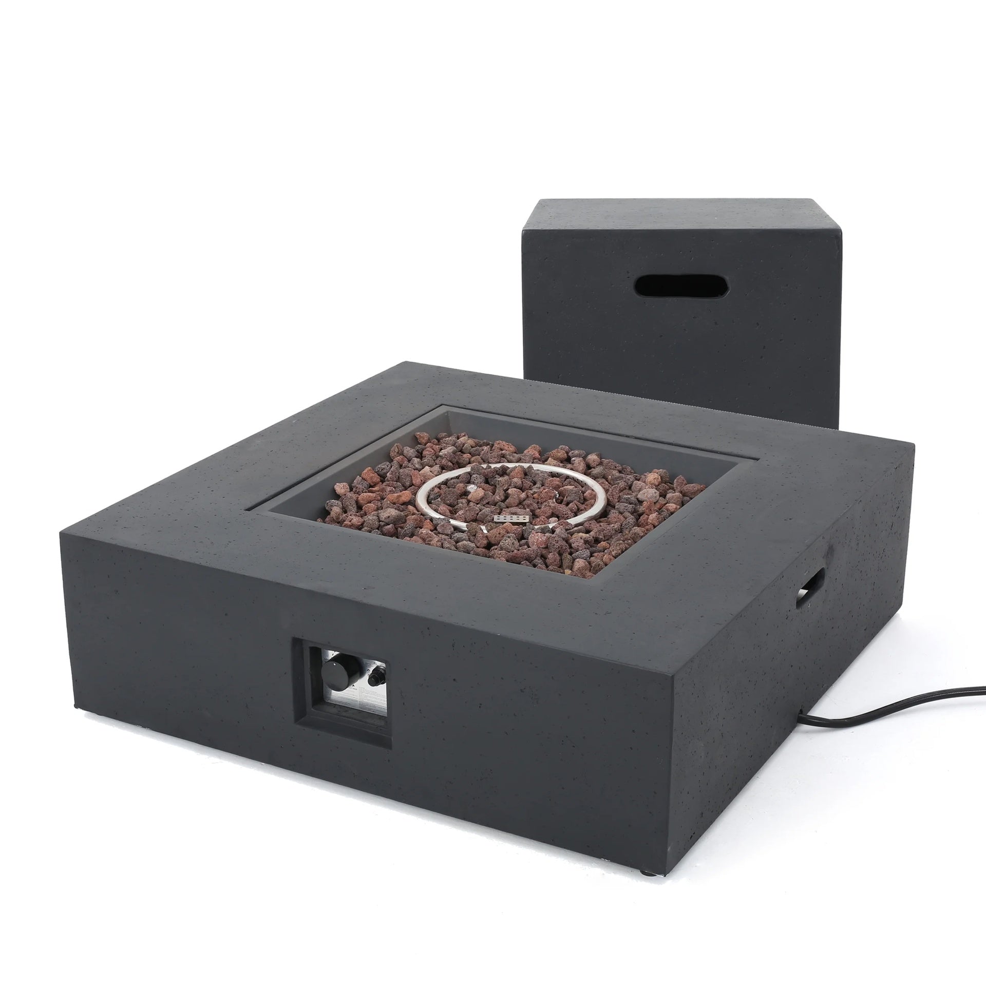 Outdoor 50000 BTU Propane Fire Pit, Dark Grey, with Tank Holder