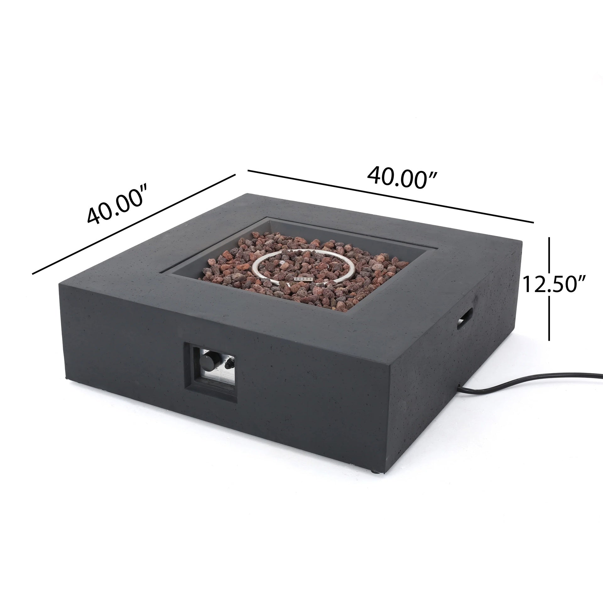 Outdoor 50000 BTU Propane Fire Pit, Dark Grey, with Tank Holder