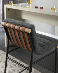 Lahni 17.75" Dark Gray Boucle Fabric Counter Height Chair