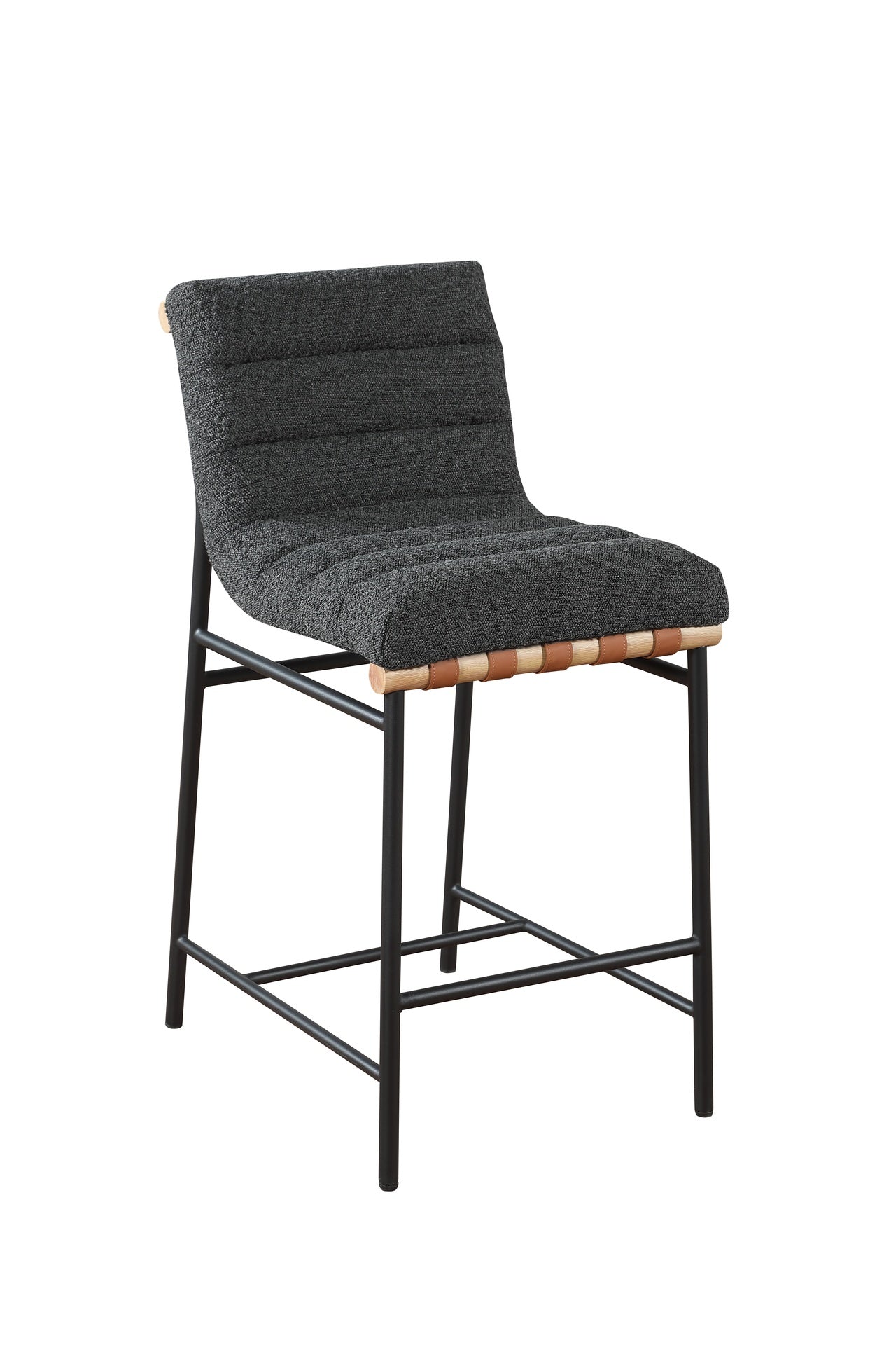 Lahni 17.75" Dark Gray Boucle Fabric Counter Height Chair
