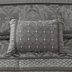 7 Piece Jacquard Comforter Set Grey Cal King