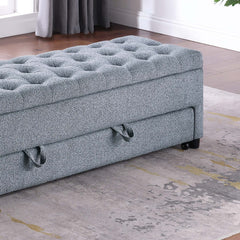Contemporary Living Room Furniture Ottoman w Storage And Under seat Drawer Gray Color 1pc Ottoman Tufted Seat Boucle