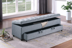 Contemporary Living Room Furniture Ottoman w Storage And Under seat Drawer Gray Color 1pc Ottoman Tufted Seat Boucle