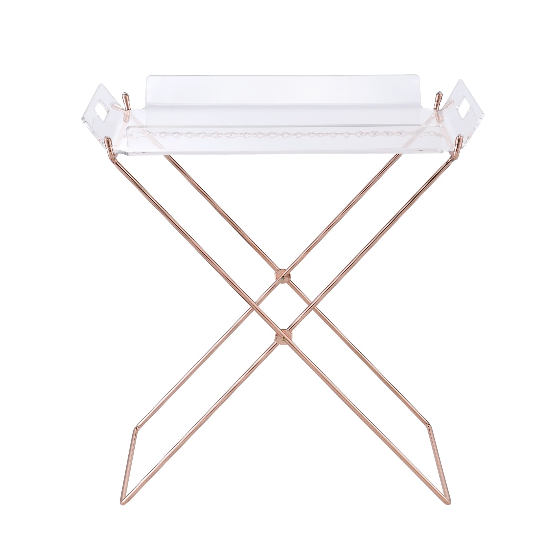 Clear and Copper Tray Table with Removable Tray