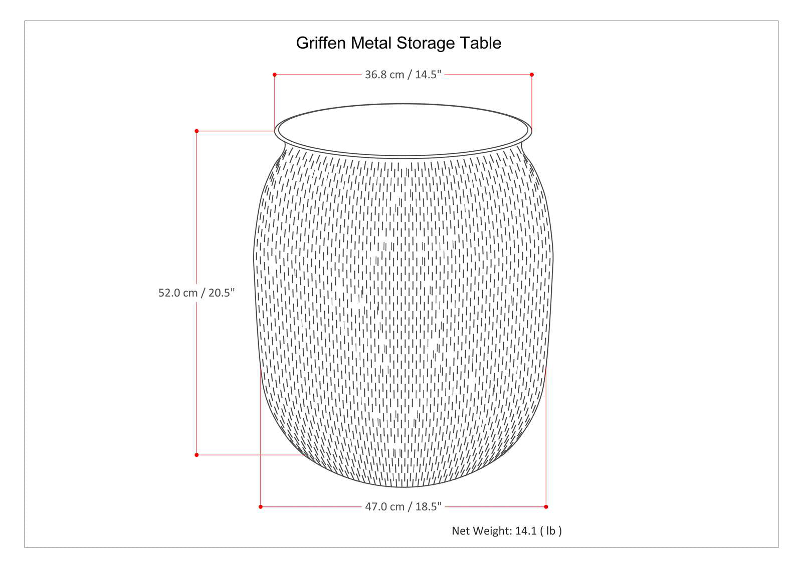 Griffen - Metal Storage Accent Table - Antique Copper