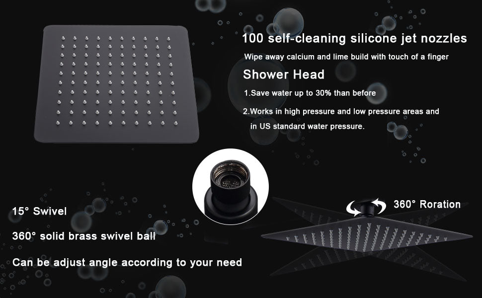 Shower System Shower Faucet Combo Set Wall Mounted with 10" Rainfall Shower Head and handheld shower faucet, Matte Black Finish with Brass Valve Rough-In