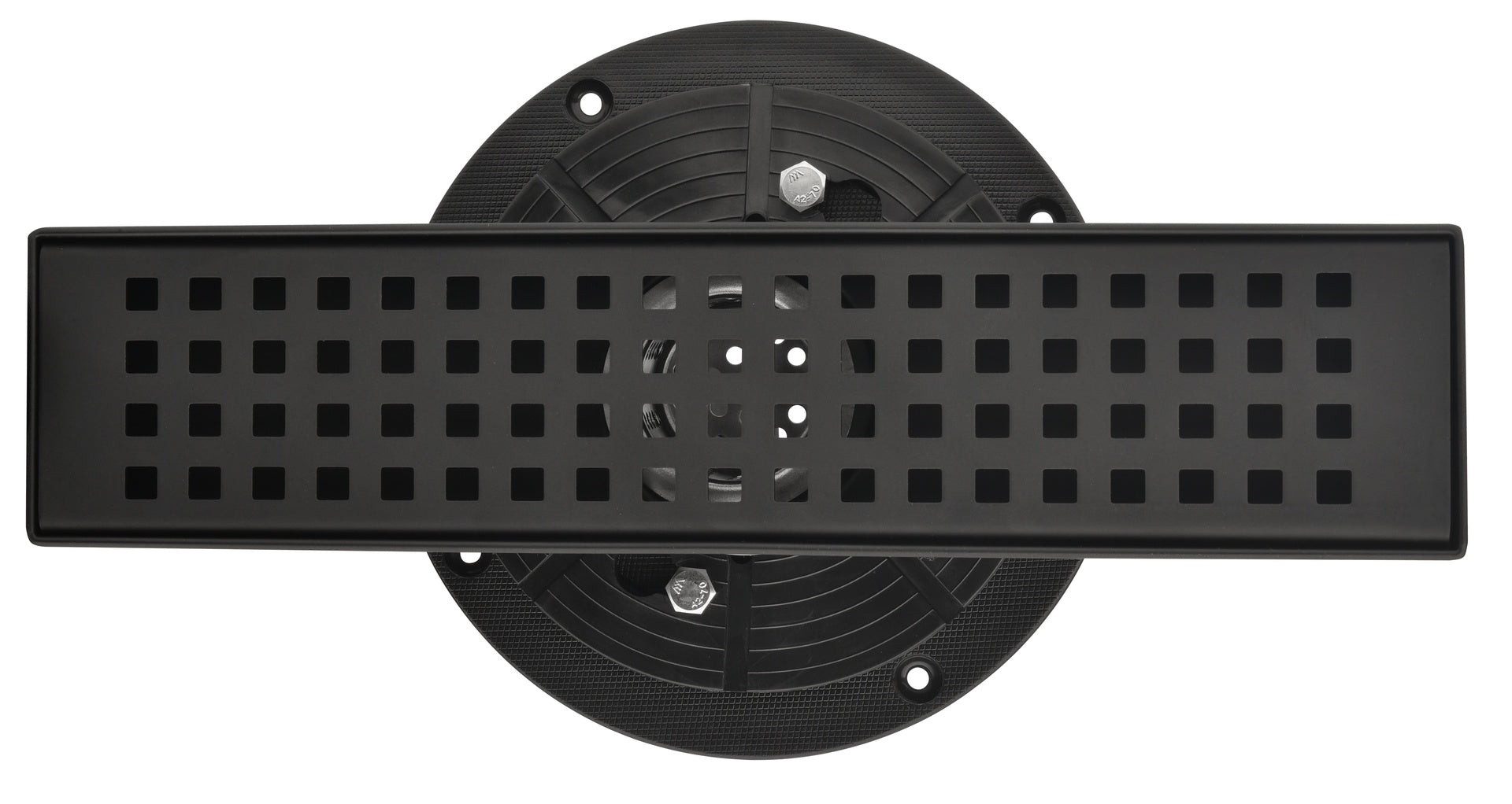 12 Inches Linear Shower Drain with Removable Quadrato Pattern Grate, 304 Stainless Shower Drain Included Hair Strainer and Leveling Feet, Flange