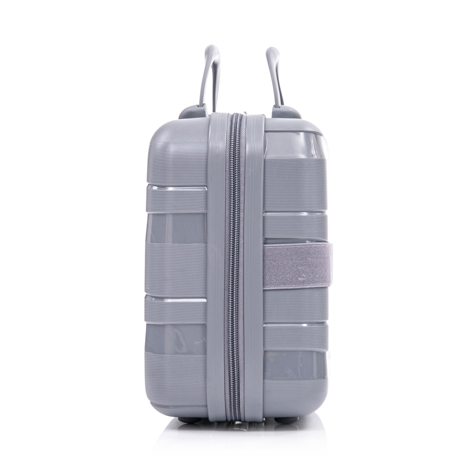 14"/20"/24"/28"  4 pcs/set in PP Spinner Wheel Luggage, Carry on Suitcase, Iron Pull Rod, Combination Password Lock, 14" Cosmetic Case (Light Gray)