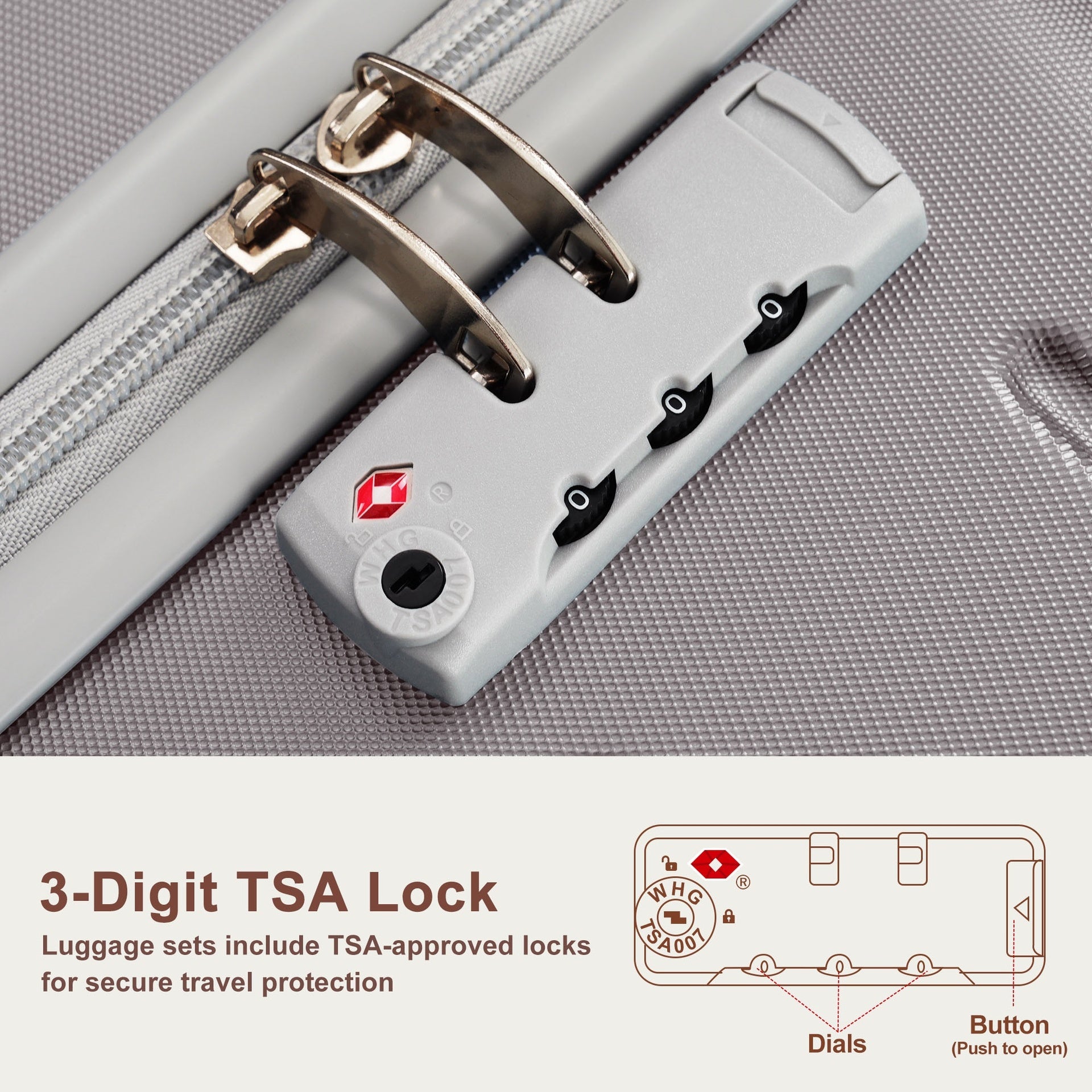 Premium ABS Travel Luggage Set , 3-Piece TSA Lock Suitcase Ensemble with 20, 24, and 28 Inch Sizes with 360° Spinner Wheels, brown