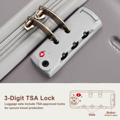 Premium ABS Travel Luggage Set , 3-Piece TSA Lock Suitcase Ensemble with 20, 24, and 28 Inch Sizes with 360° Spinner Wheels, brown