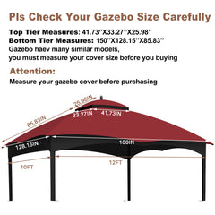Replacement Canopy Top for Lowe's Allen Roth Heavy Duty Gazebo Roof Gazebo Top with Air Vent 10X12 Gazebo CoverReplacement Top Only (Burgundy)