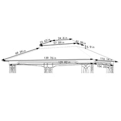 10x12 Ft Outdoor Patio Gazebo Replacement Canopy,Double Tiered Gazebo Tent Roof Top Cover Only(Frame Not Include)-Beige/White