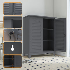 47'' Tall Metal Tool Storage Cabinet, with Ample Storage Space for Garage,Warehouse,Garden,Office, Living Room,Bathroom,Utility Room ( Slate )