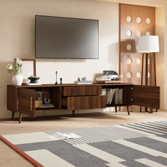 Mid Century TV Stand with 2 Drawers, Media Console Table for TVs up to 80'', Entertainment Center with Storage for Living room, Bedroom, Home Theatre