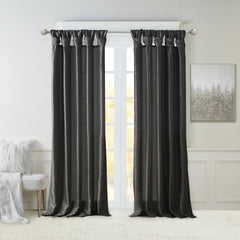 Twist Tab Lined Window Curtain Panel Black 50x108"