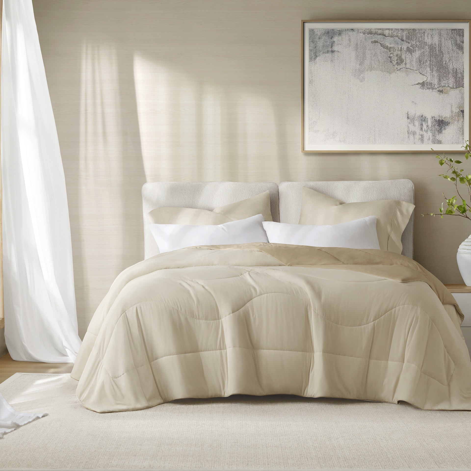 1-Piece Full/Queen Reversible Tencel Comforter Blanket,Linen