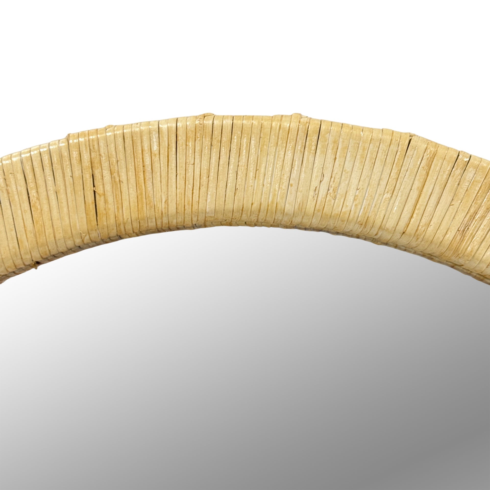 39.00x26.00x1.20" Natural Rattan Arched  Wall Mirror