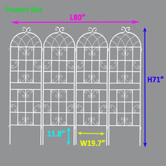 4 Pack Metal Garden Trellis 71" x 19.7" Rustproof Trellis for Climbing Plants Outdoor Flower Support Cream White