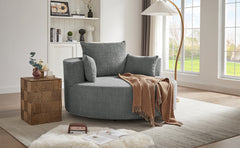 360° Swivel Chair Accent Barrel Chair Swivel Round Sofa Chair with 3 Removable Pillows for Living Room, Bedroom, Office and Hotel, Grey