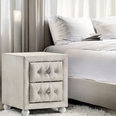 Reggie Beige Fabric Nightstand