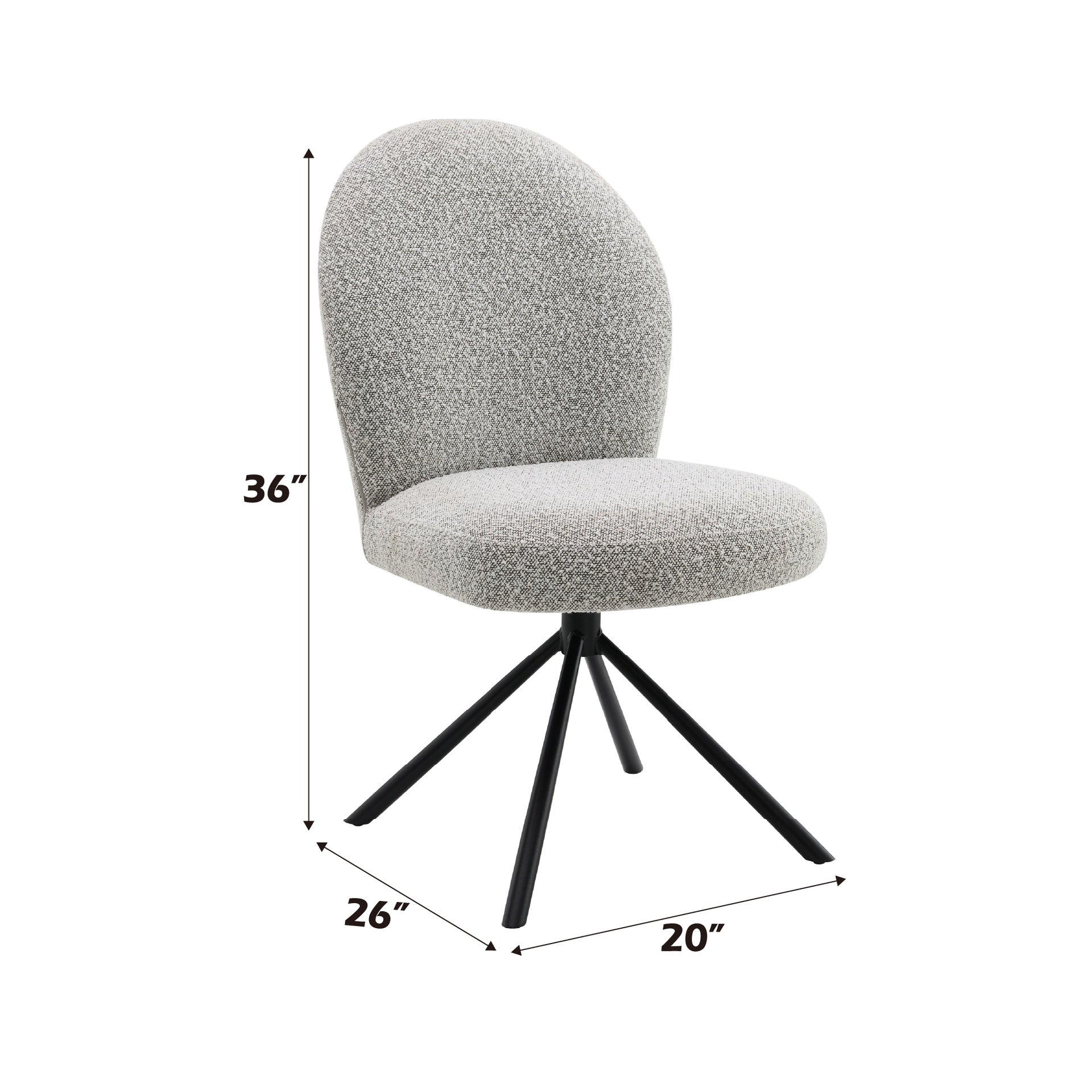 Lawton Gray Boucle Side Chair with Swivel (Set of 2)