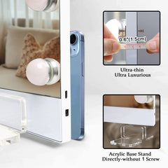 31.5"x22.8" Selfie Remote Control Vanity Mirror with Lights, 0.6" Ultrathin Large Hollywood Vanity Mirror 18 LED Bulbs Magnet Phone Holder Tabletop Makeup Mirror Wall Mount