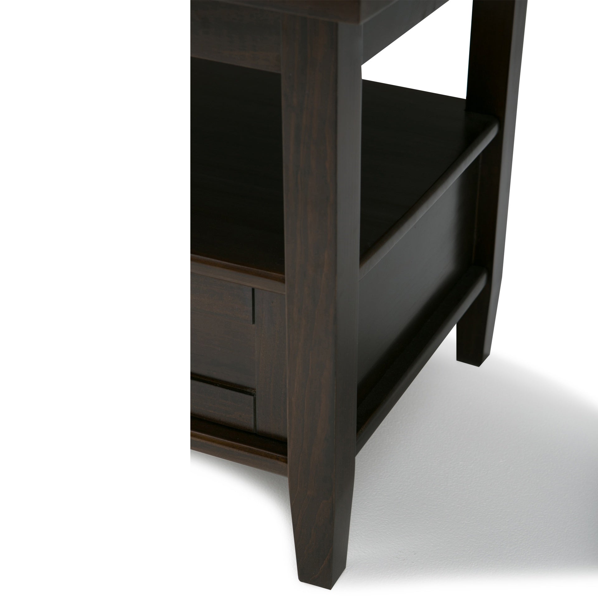 Warm Shaker Solid Wood 20 inch Wide Transitional End Table in Tobacco Brown