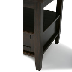 Warm Shaker Solid Wood 20 inch Wide Transitional End Table in Tobacco Brown