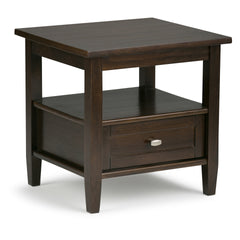 Warm Shaker Solid Wood 20 inch Wide Transitional End Table in Tobacco Brown