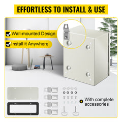 NEMA Steel Enclosure, 10 x 8 x 6'' NEMA 4X Steel Electrical Box, IP66 Waterproof & Dustproof, Outdoor/Indoor Electrical Junction Box, with Mounting Plate