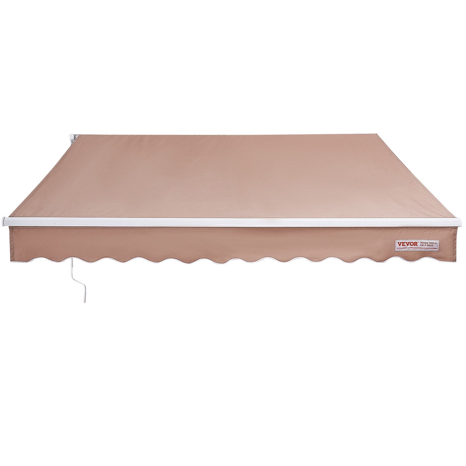 Manual Retractable Awning, 12 x 10 ft Outdoor Patio Awning Retractable Sun Shade, Water-Resistant Polyester Patio Door Window Awning Sunshade Shelter with Crank Handle for Backyard, Balcony