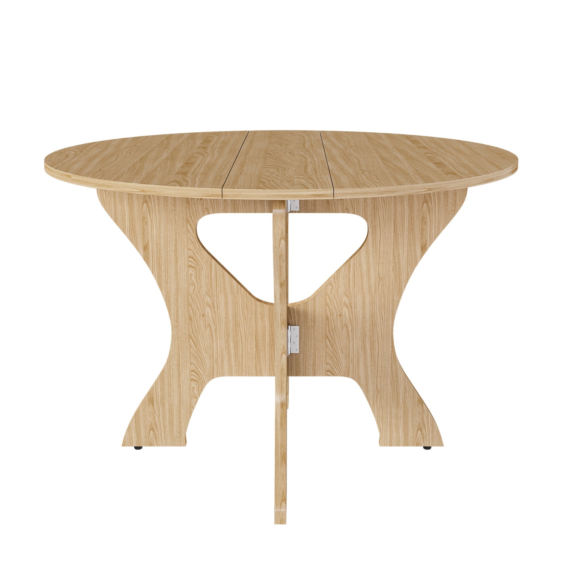 43 in Folding Dining Table for Small Spaces, MDF Table with Wild Oak Veneer, Space Saving Foldable Kitchen Table for Indoor and Outdoor Use