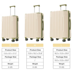 Luggage Sets 3 Piece, Expandable Hard shell ABS Suitcases with Double Spinner, Travel luggage Set with TSA Lock (20/24/28inch, White Green)