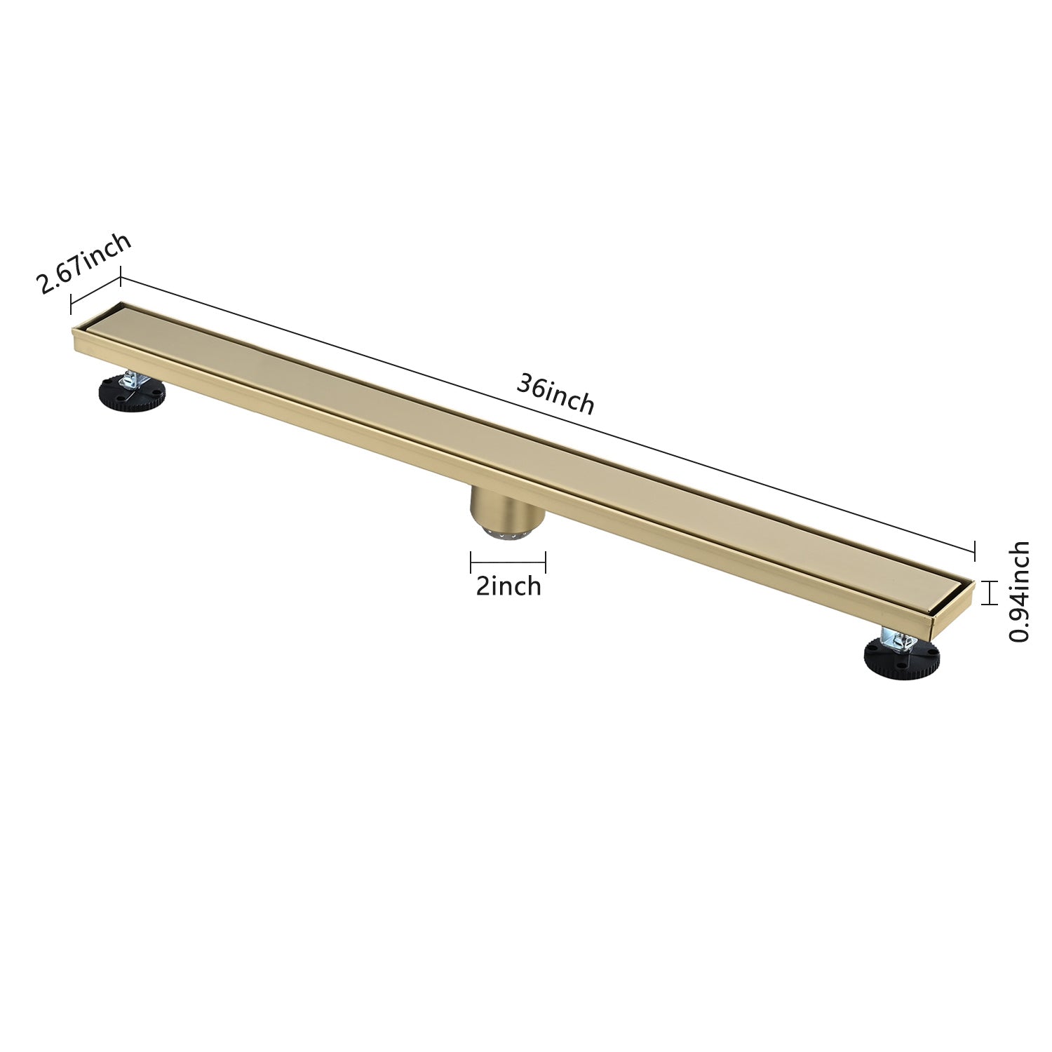 36 Inches Linear Shower Drain, Included Hair Strainer and Leveling Feet
