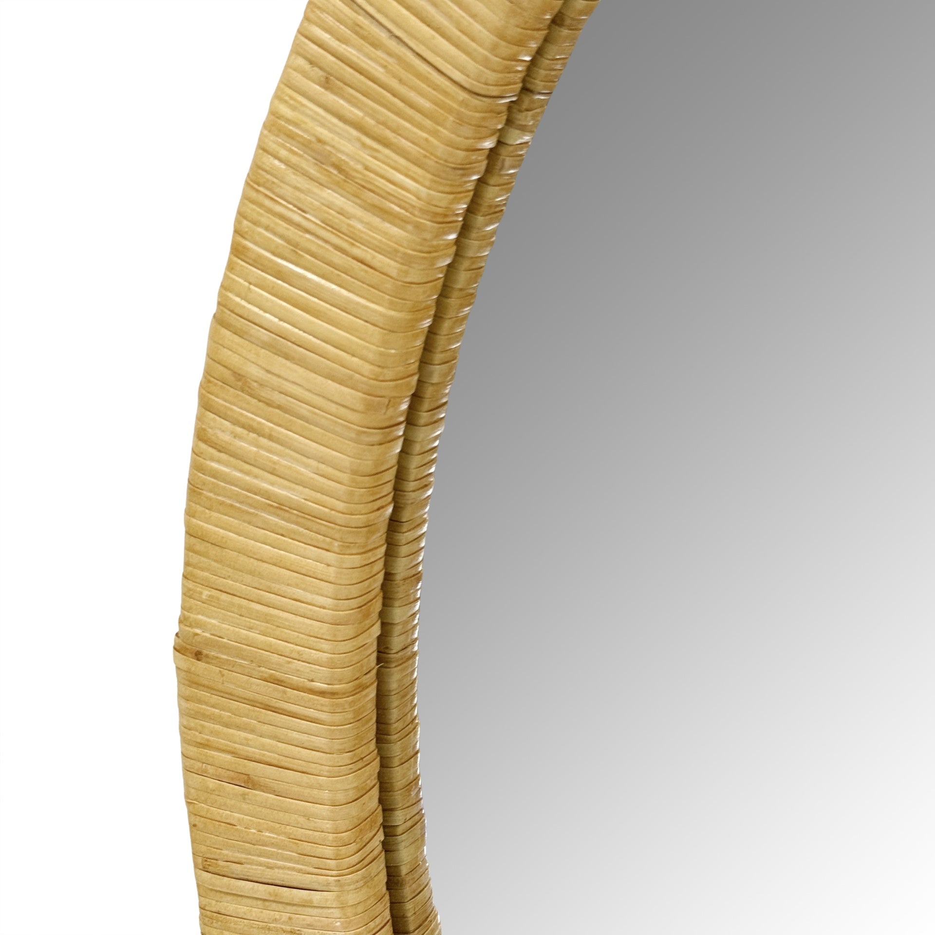 36" Dia Natural Rattan Round Wall Mirror