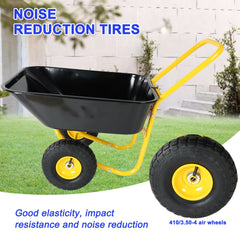Two-wheeled barrow, garden cart, 10-inch pneumatic wheels(Yellow + Black)
