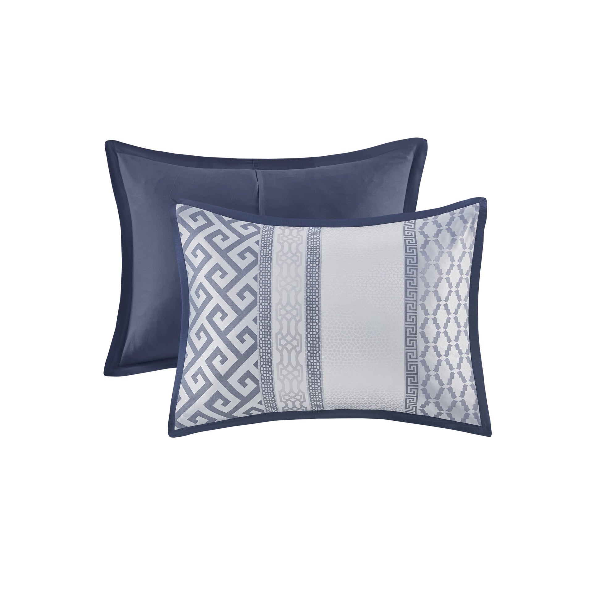 7 Piece Jacquard Comforter Set Navy Queen